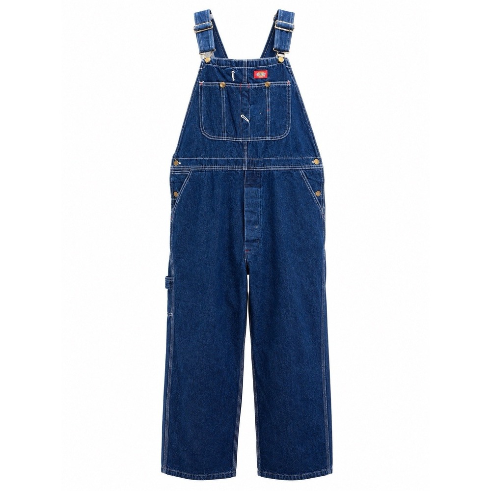 Dickies Denim Bib Overalls Men 42x30 Dark Wash Indigo Workwear Carpenter 8394NB